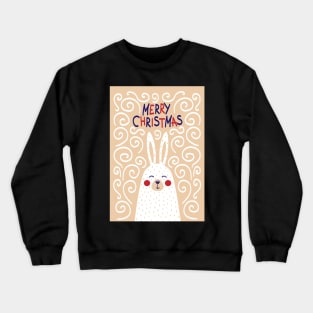 Merry Christmas Bunny in Pink Crewneck Sweatshirt